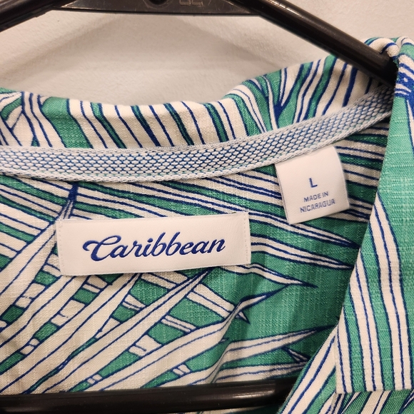 Caribbean NWT Tropical Button Up Collared Short Sleeve Tee Men's - Picture 5 of 9
